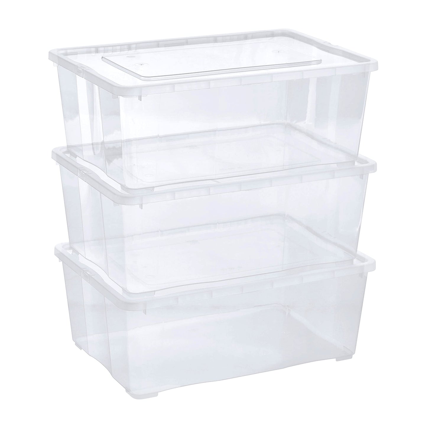 Grizzly Storage Boxes with Lid Transparent – Transparent Boxes, Stackable, with Ventilation, 5er Set, 10 l