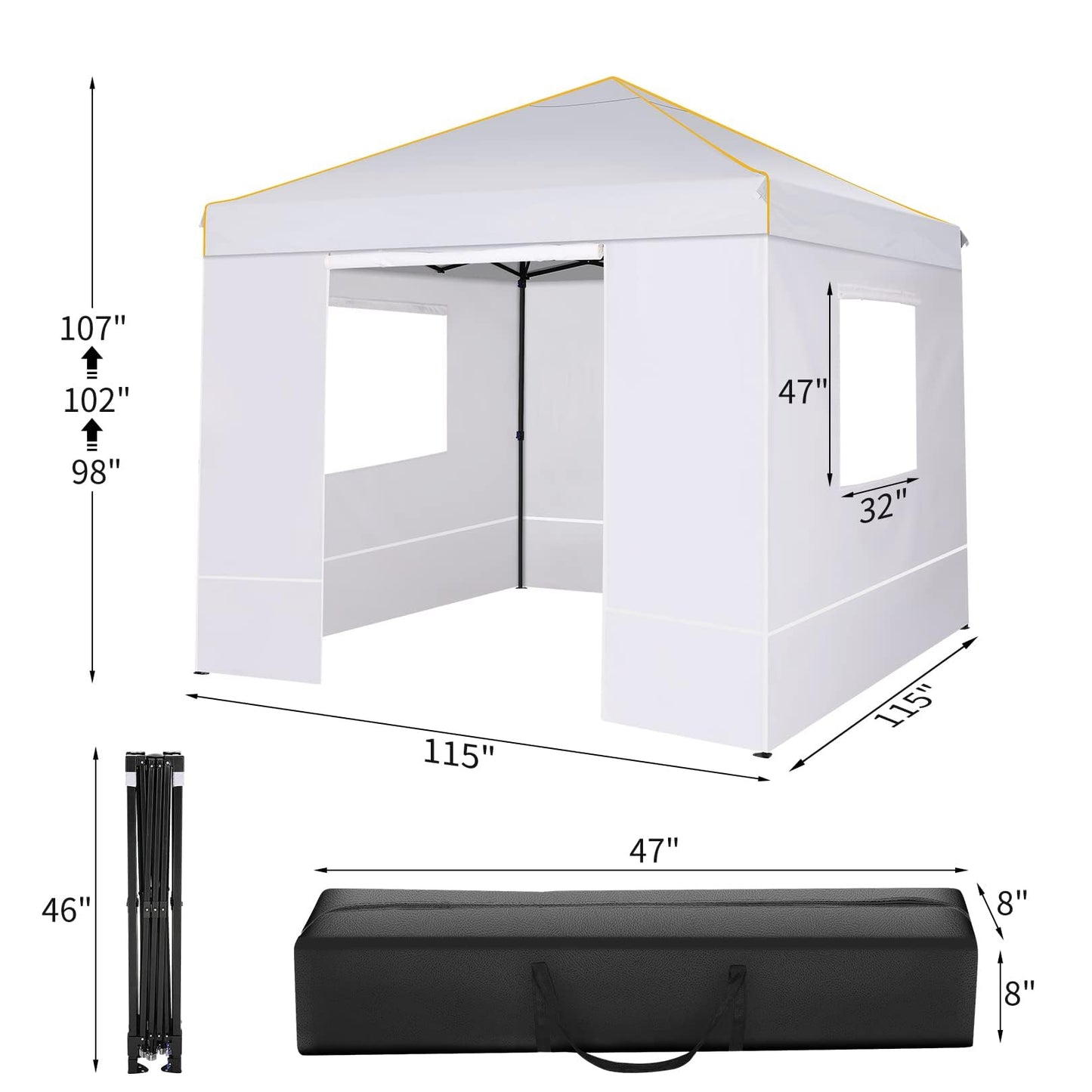 COBIZI Pavillon 3x6,Faltpavillon 3x6 Wasserdicht Stabil Winterfest, Sofort aufklappbare Vordächer Outdoor Gartenzelt mit 6 Seitenteilen, für Party Garten Festival, Weiß