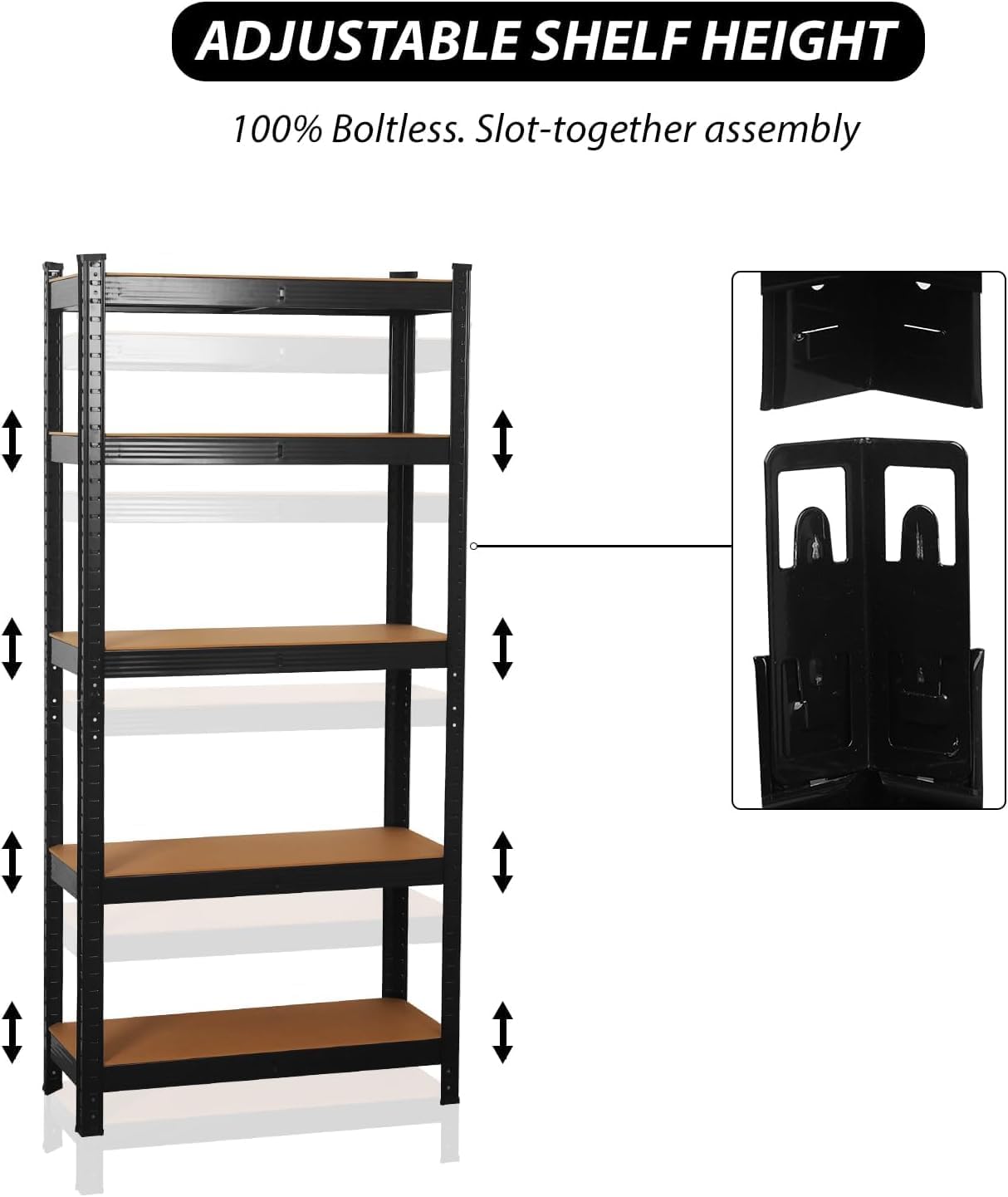 SIGNZWORLD Premium Heavy Duty Shelving Unit 150 x 70 x 30 cm, Mounting Material 875 kg Load Capacity, 5 Adjustable Sturdy Shelving MDF Panels for Storage Shelving Basement Shelving Garage Cellar Room