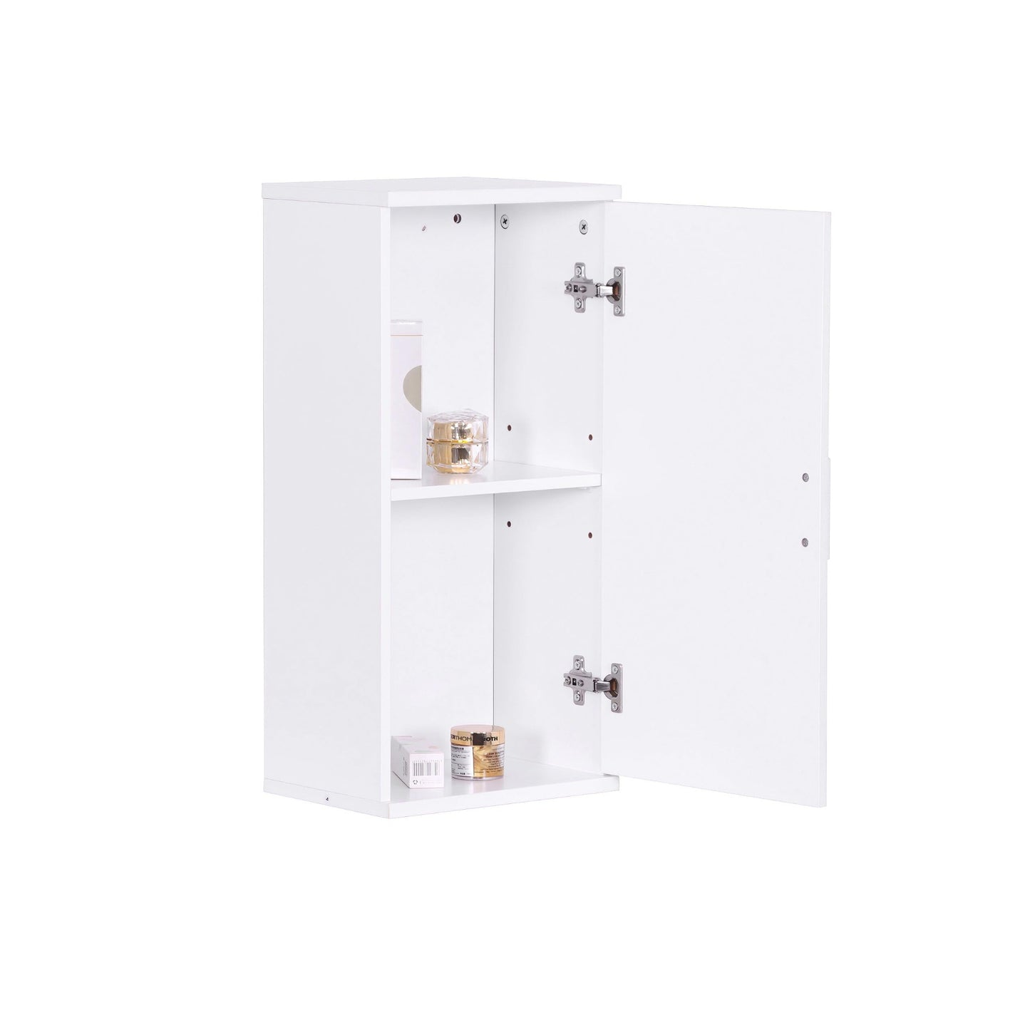 Relaxdays Bathroom Wall Cupboard, 2 Compartments, H x W x D: 62 x 30 x 21 cm, Adjustable Shelf, Narrow Bathroom Cabinet, MDF, White