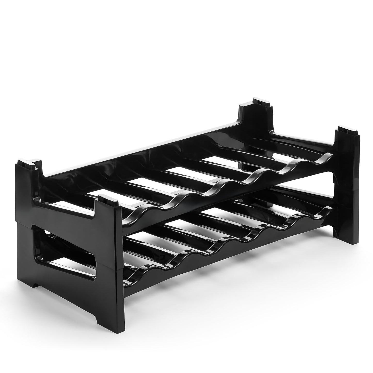 BigDean Bottle Rack Stackable for 72 Bottles Wine Rack Made of Plastic Black Drinks Rack Bottles Shelf System for Glass & PET up to 1.5 Litres