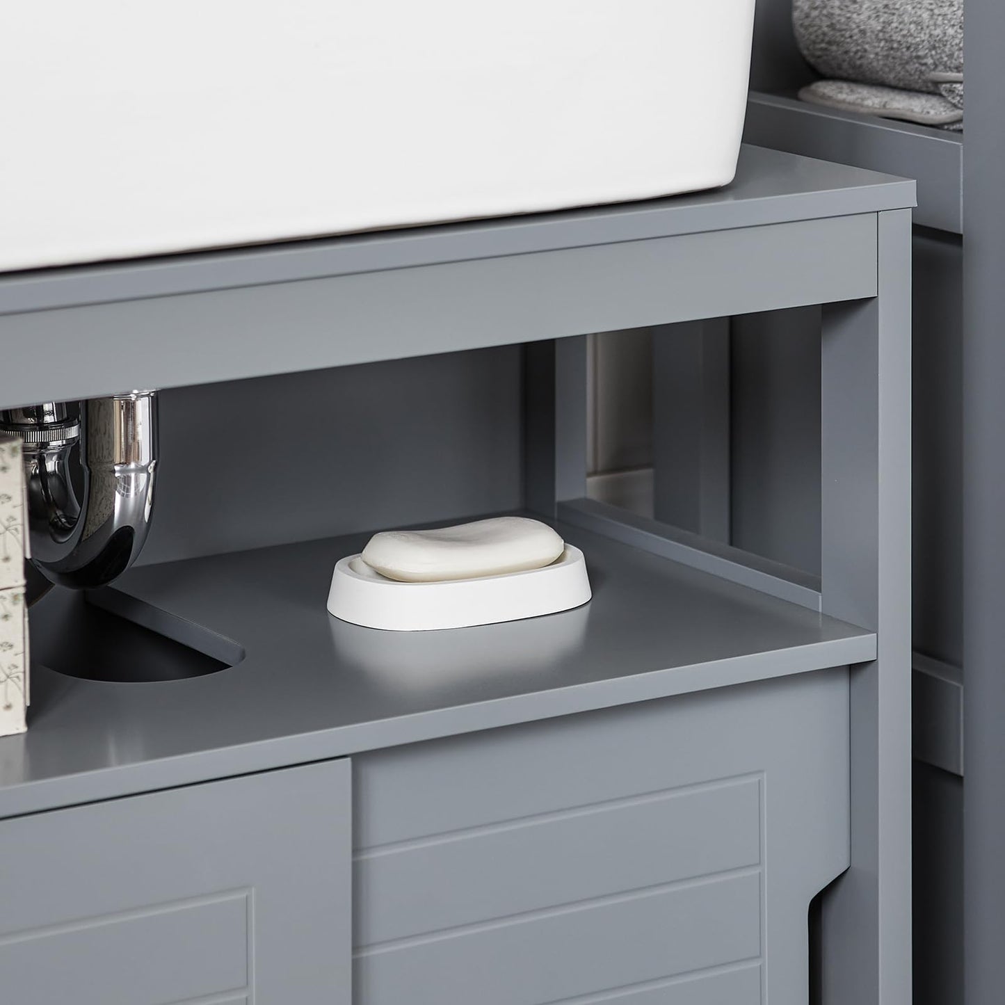 SoBuy FRG128-W Vanity Unit Bathroom Cabinet with Foot Pads, Vanity Unit for Bathroom, Bathroom Furniture, White, 60 x 61 x 30 cm