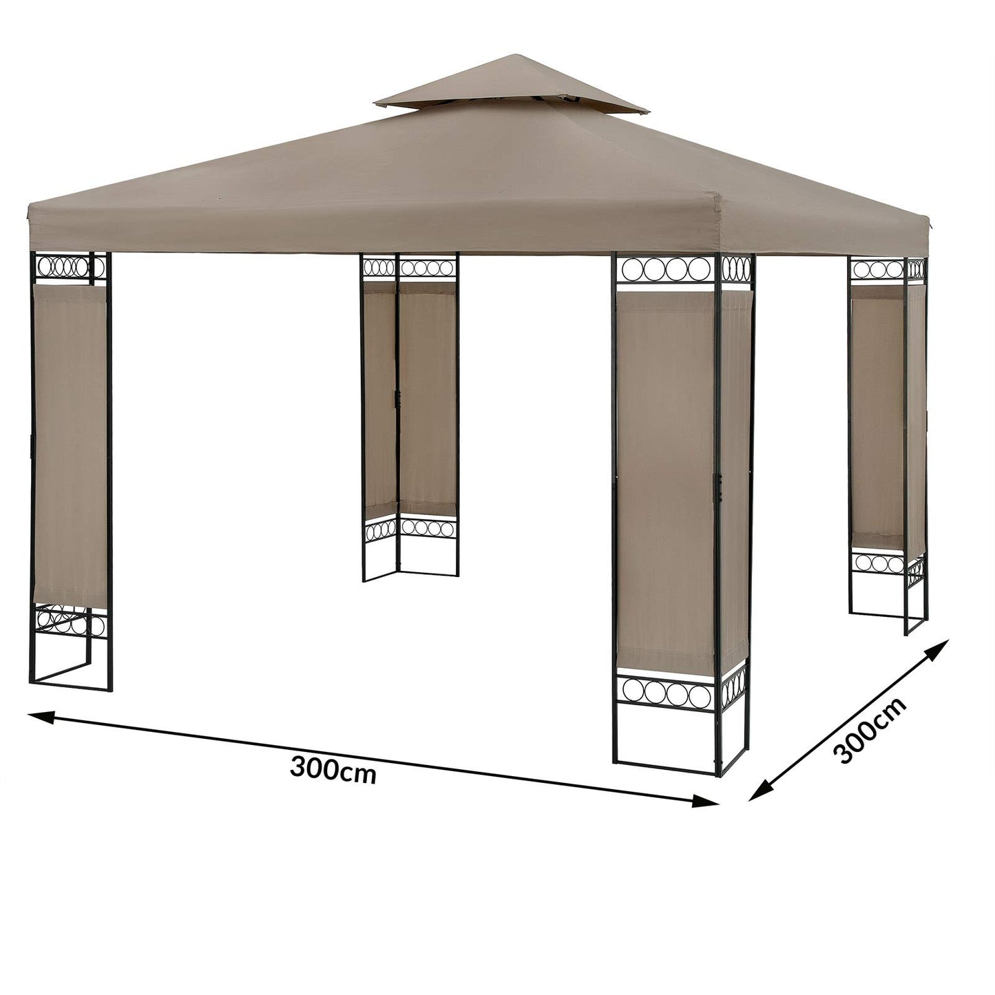 Casaria Lorca Gazebo Garden Tent 3 x 3 m Metal Water-Repellent Luxury
