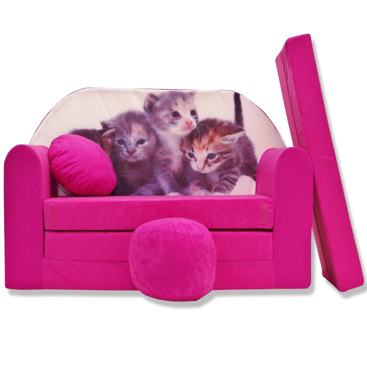 Children's Sofa with Sleep Function Foldable 3-in-1 Children's Sofa Play Sofa with Bed Function Girls Boys Bean Bag Mini Sofa Bed Children's Room Sleeping Chair (A39)