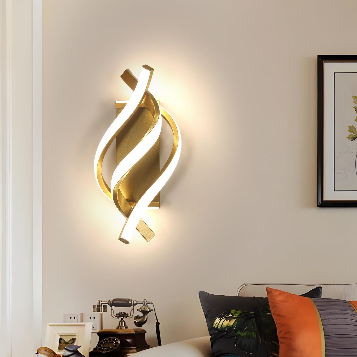 Comely Aluminium LED Wall Light Indoor Gold 22 W 2500 LM Modern Wall Light LED Wall Lighting Neutral Light 4500 K for Living Room Bedroom Hallway