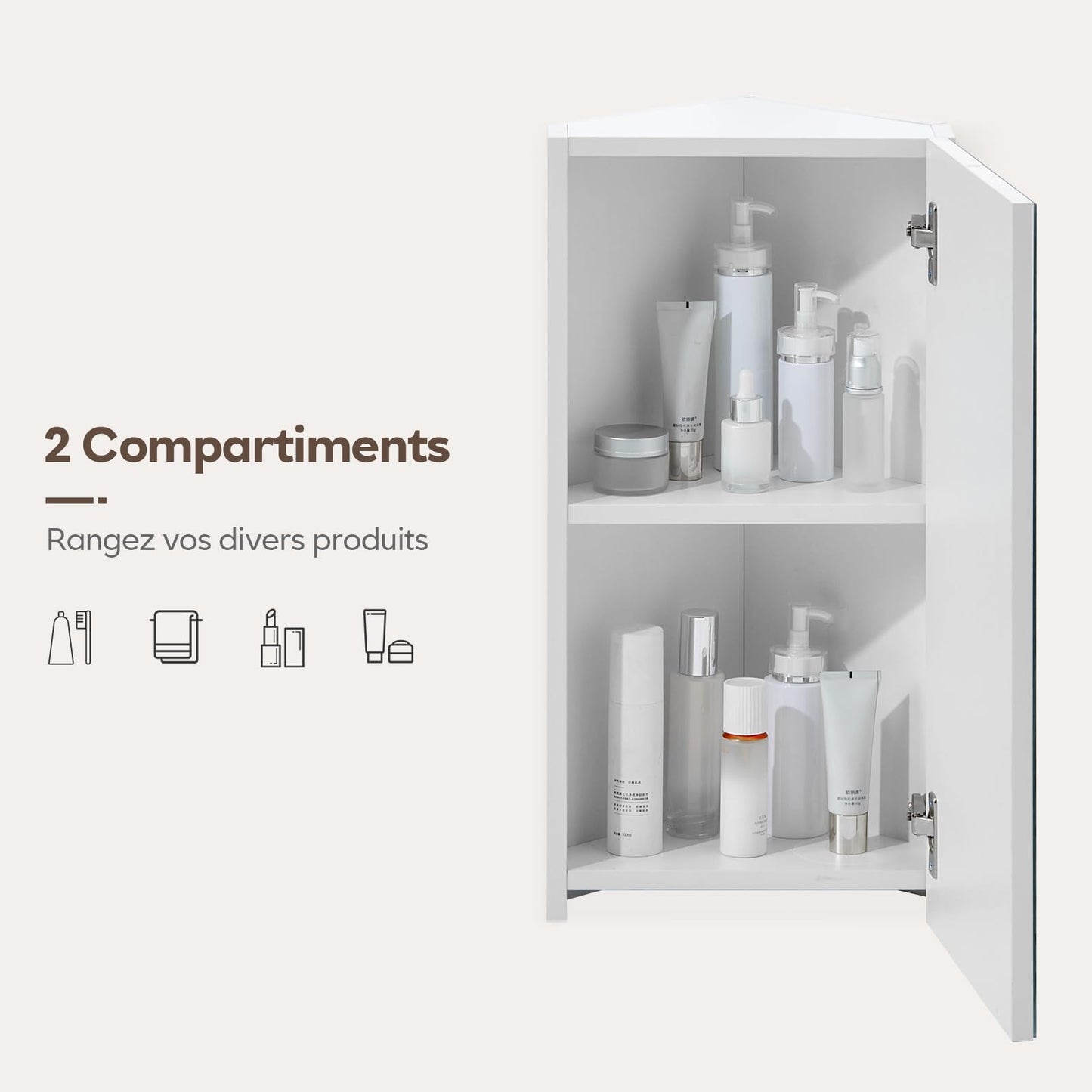 TUKAILAI Mirror Cabinet Bathroom Cabinet with 2 Toy Doors and Additional Shelf Storage Cabinet with Adjustable Shelves Wall Cabinet Medicine Cabinet Wall Cabinet for Bathroom White