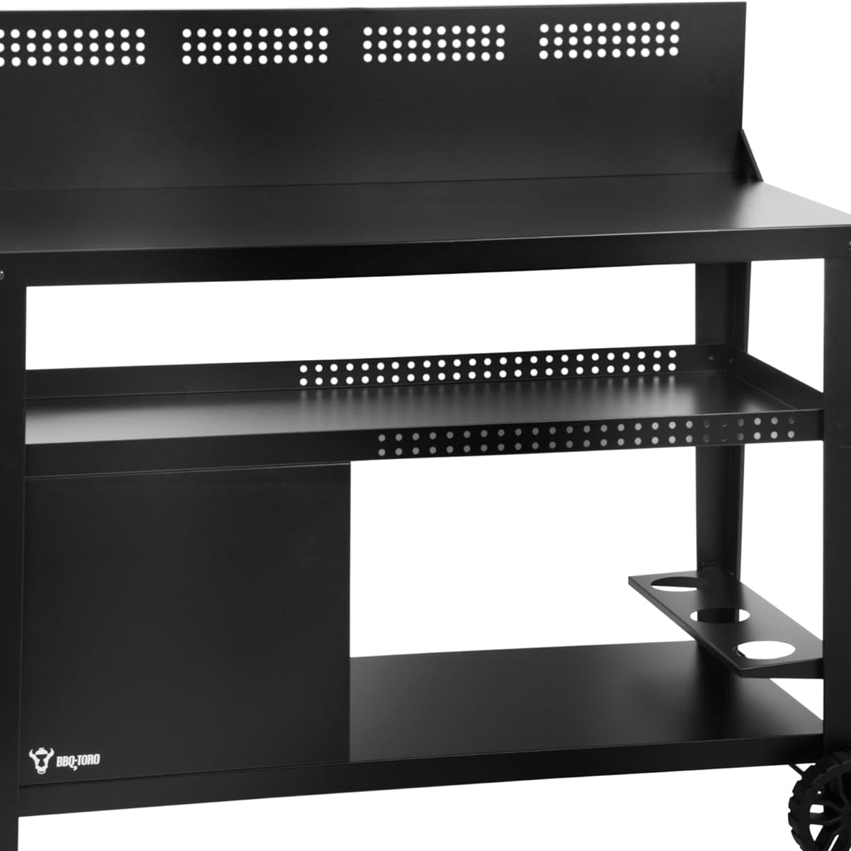 BBQ-Toro Barbecue Trolley 125 x 57 x 104 cm, Black, Grill Table with Large Work Surface, Grill Side Table with Wind Protection, Outdoor Grill Trolley, Grill Table, Outdoor, Serving Trolley with