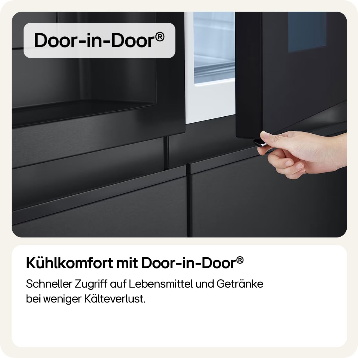 LG GSXE90MBDD Side by Side Kühlschrank mit InstaView Craft Ice | Door in Door | Crushed Ice -und Wasserspender EEK: Klasse D | 628 Liter Kapazität | Festwasseranschluss | Total No Frost