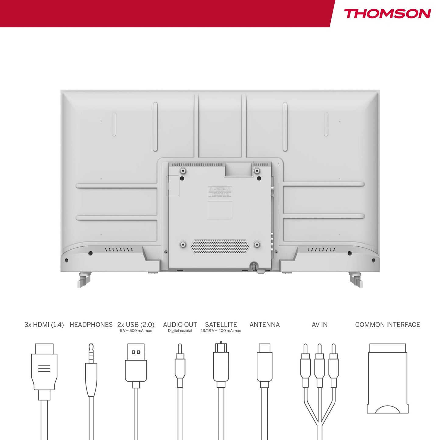 Thomson 24 Inch (60 cm) LED HD Easy TV - No Smart - Hotel Mode, USB, HDMI, Triple Tuner (Cable, Satellite, Antenna), AV IN, CI+, A+ Panel - 24HD2S13