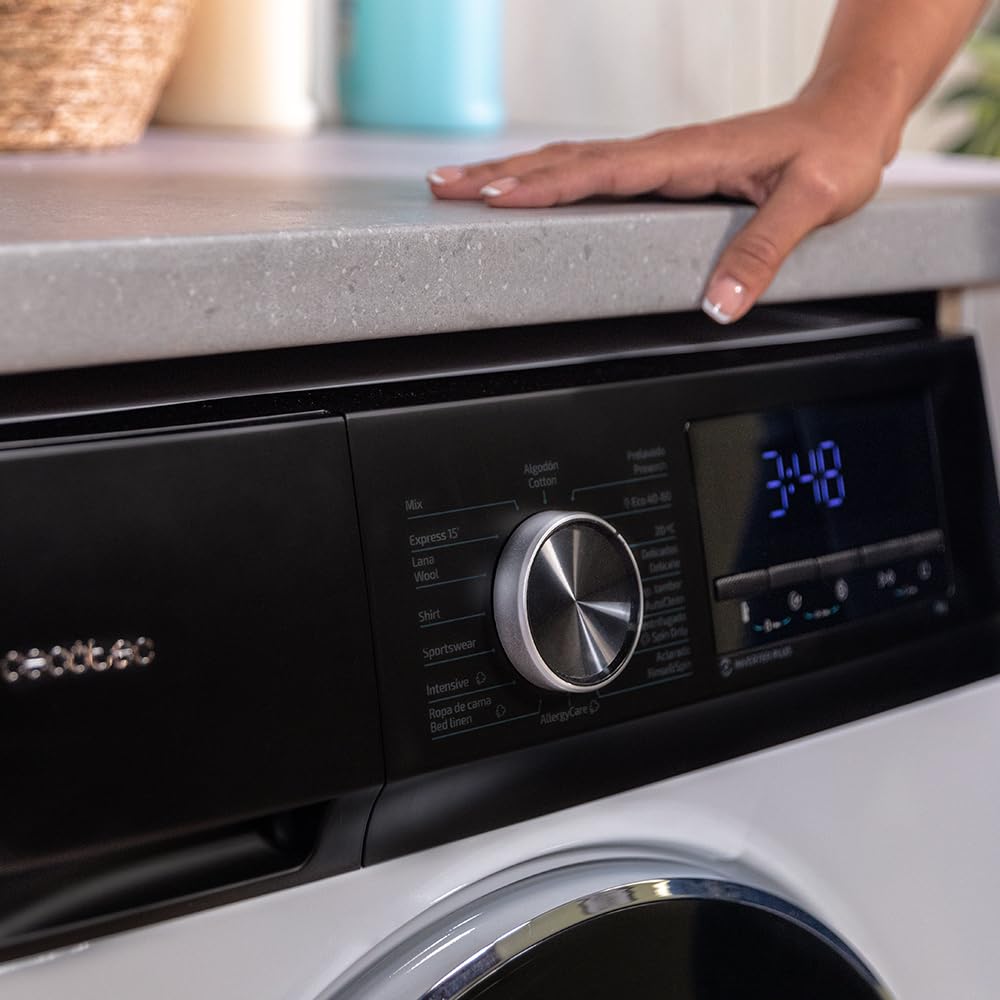Cecotec Washing Machine 12 kg Front Load Bolero DressCode 12500 Inverter Steel A, 1400 rpm, Inverter Plus Motor, 16 Progr, SteamMax, Pearl Drum, Delay Start, Drum Clean, Display, Allergy Care, Stop &