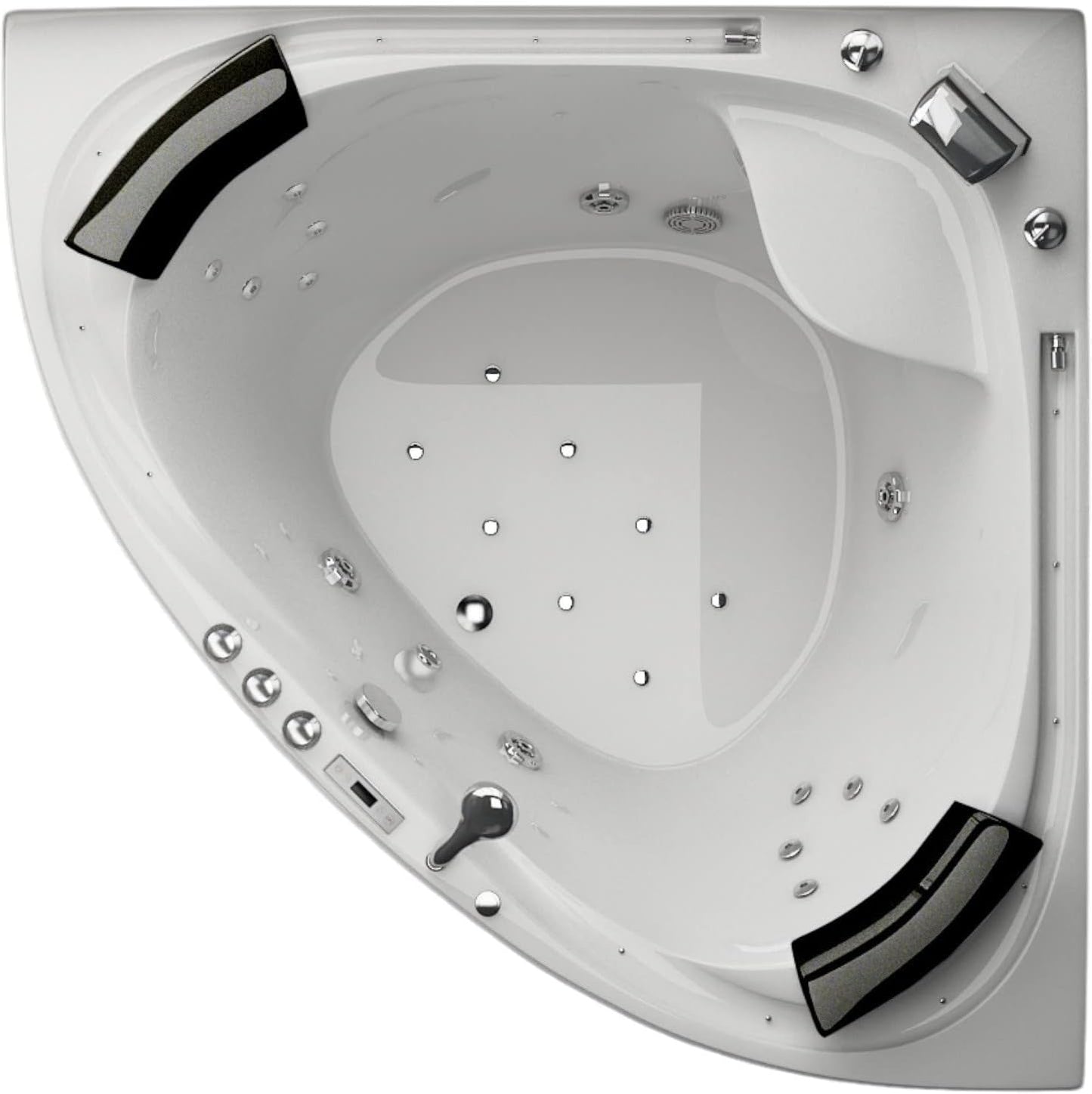 Jet-Line® Whirlpool | Villa Sabrina Weiss 1.6 x 1.6 m XXL | Neu mit umlaufendem Wasserfall | Vollaustattung Eckbadewanne | Pool Eck Badewanne | Whirlwanne | Ozon Heizung LED