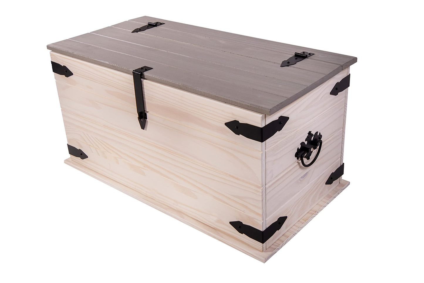 SAM Cancun Coffee Table Solid Pine Wood Side Table with Drawer White Varnished Honey Top Plate Black Metal Handle Mexico Furniture