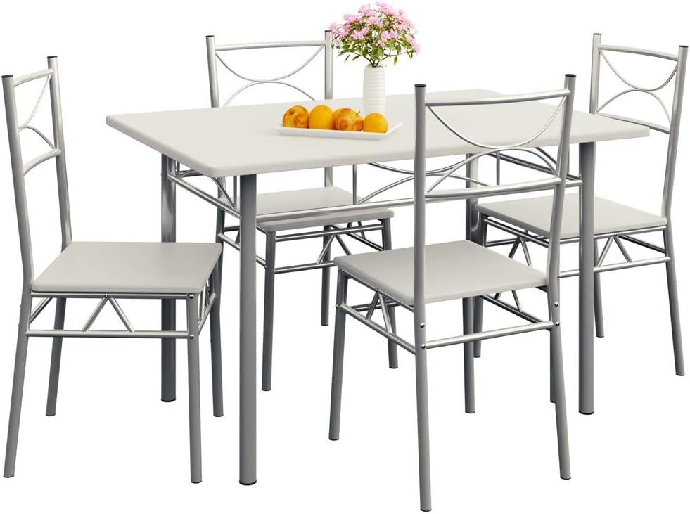 Casaria Dining Table Kitchen Table with 4 Chairs Dining Room Set Kitchen Table Chair Set