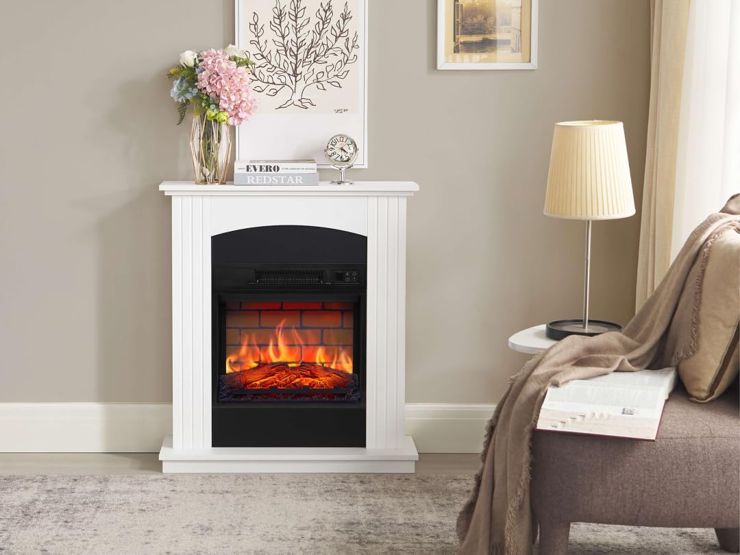 Collins AF18B Electric Fireplace 76 x 84 x 24 cm White 1.8 kW LED Flame Effect Thermostat 17-27°C