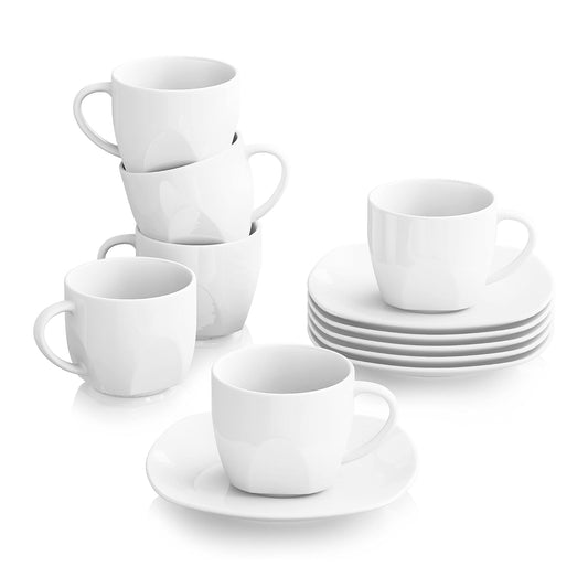 MALACASA Elisa Series Crockery Set for 12 People, 48-Piece Plate Set, Dinner Service Set with 12 Soup Plates, 12 Cake Plates, 12 Dinner Plates and 12 Cereal Bowls, Porcelain Crockery Set in Light Grey