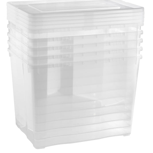 Grizzly Storage Boxes with Lid Transparent – Transparent Boxes, Stackable, with Ventilation, 5er Set, 10 l