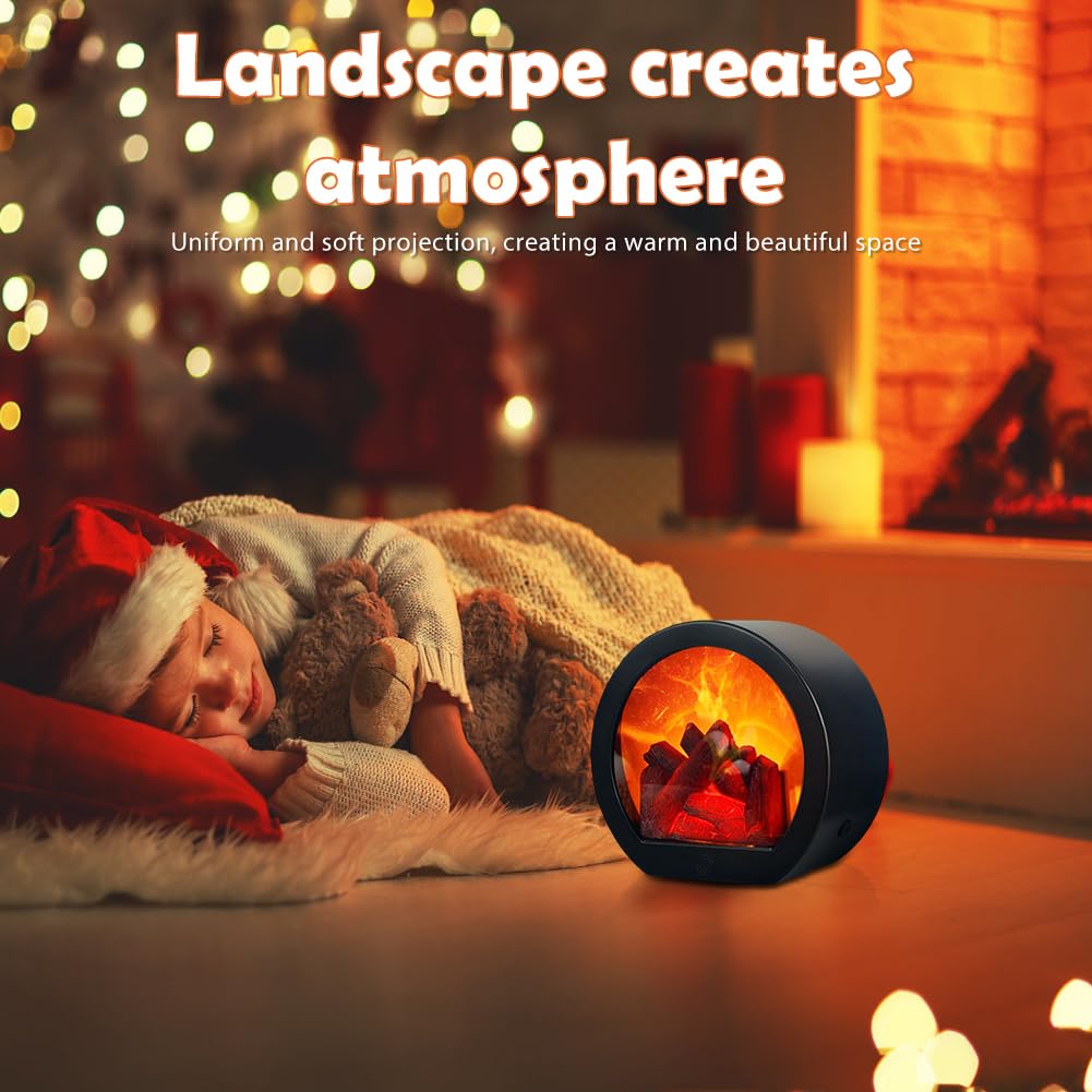 LOMUG LED Fireplace Electric Decorative Fireplace, Electric Fireplace Without Heating with Flame Effect, USB and Battery Operated Electric Fireplaces for Simulation Table Fireplace Ornament Home