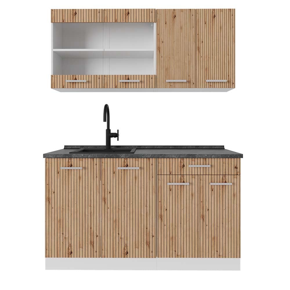 Vicco Single Kitchen R-Line, Blue/Grey/White, 140 cm, AP Anthracite