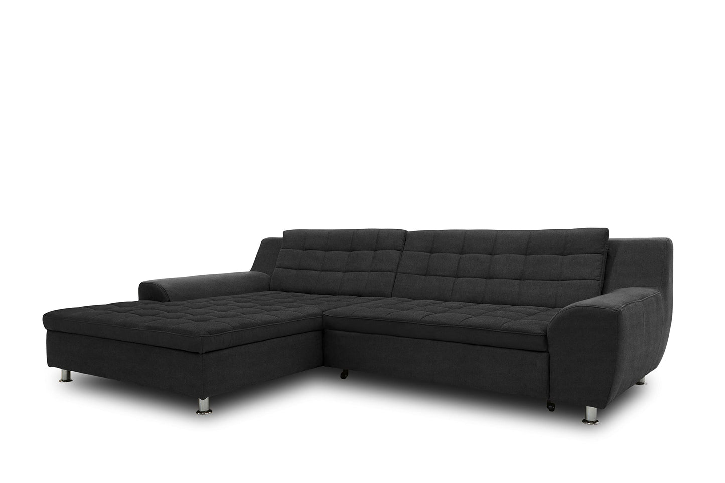 DOMO. collection Merida Corner Sofa, Sofa with Sleep Function in L-Shape, Corner Couch with Bed Box, Sofa Bed 304 x 200 x 84 cm (W x D x H), Beige