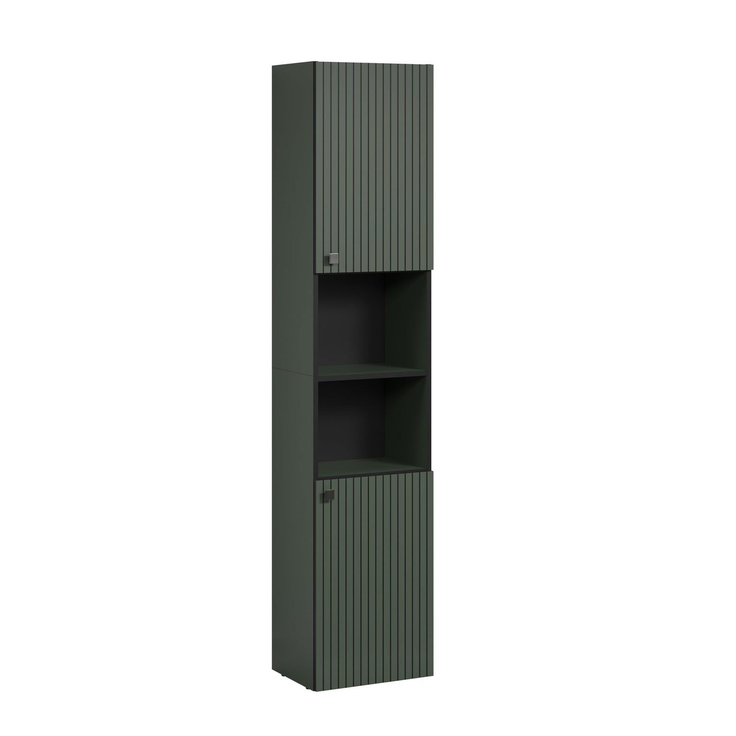 trendteam smart living - PureBliss - Hochschrank - Eiche - Badezimmerschrank in moderner Rillenoptik - edle Metallgriffe - (BxHxT) 40 x 186 x 31 cm - 2 praktische Einlegeböden - kratzfest
