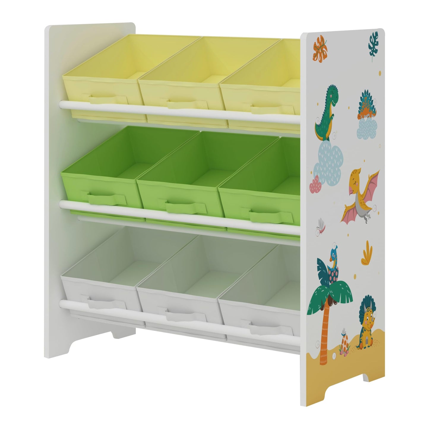 [en.casa] Boiro Children's Shelf, 60 x 62 x 30 cm, Standing with 9 Folding Boxes, Toy Storage Shelf, Ocean Motif