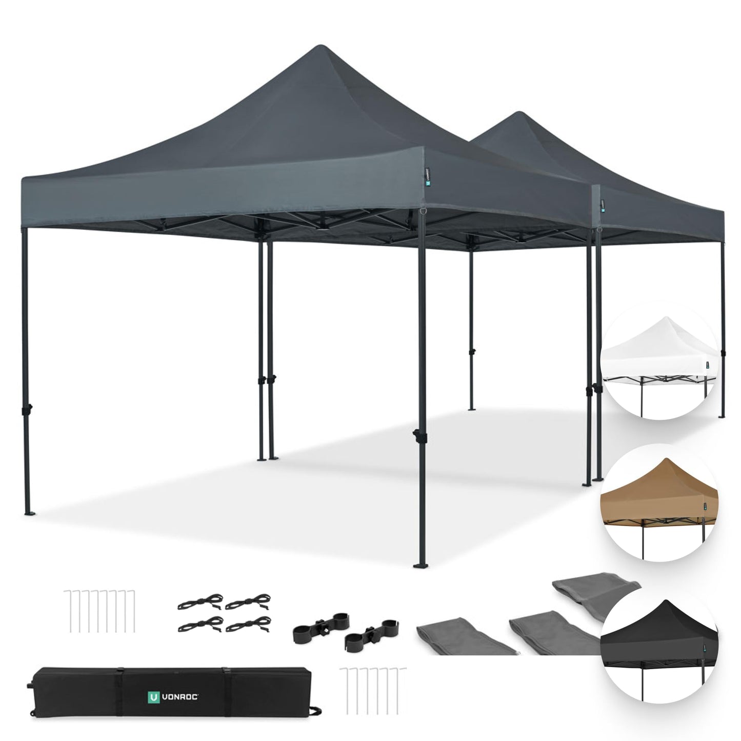 VONROC Gazebo 3 x 3 m Waterproof Stable – Party Tent EasyUp System [3Min Assembly] Pop-up Folding Gazebo Modular Expandable as Festival Tent, Garden Gazebo