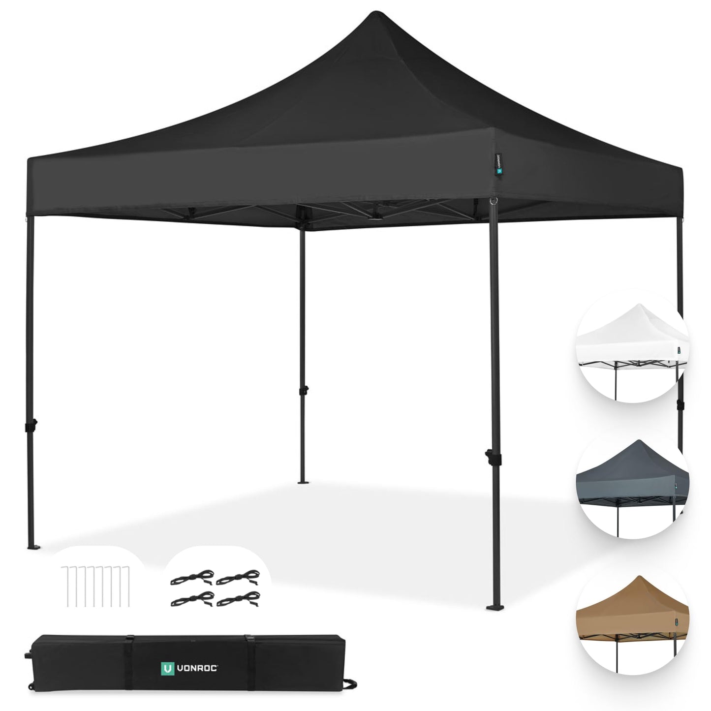 VONROC Gazebo 3 x 3 m Waterproof Stable – Party Tent EasyUp System [3Min Assembly] Pop-up Folding Gazebo Modular Expandable as Festival Tent, Garden Gazebo