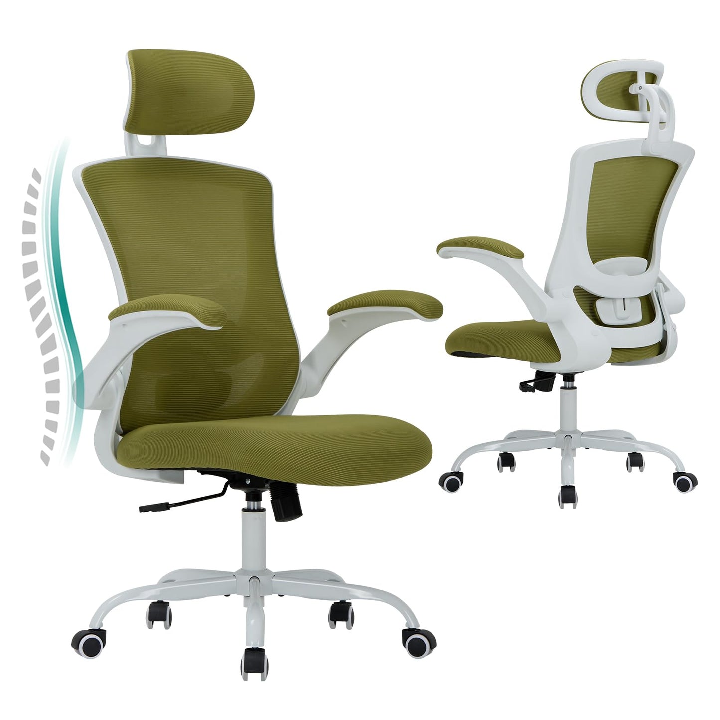 COLAMY Ergonomic Office Chair with Massage Function, Ergonomic Desk Chair with Heating Function, Executive Chair with Footrest, 360° Swivel Chair, 94-125° Adjustable Backrest, for Office, Black