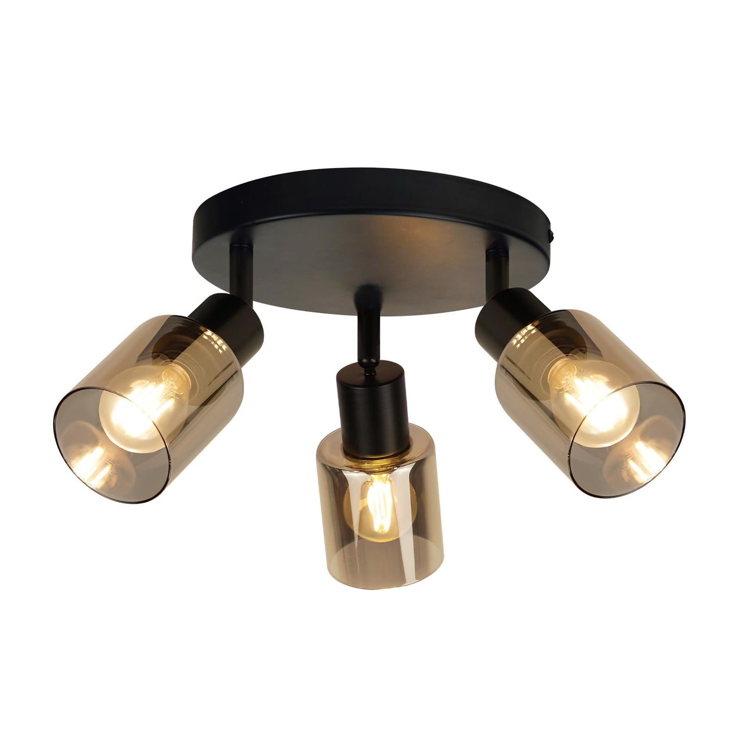 Kowanie Deckenlampe Vintage 6 flammig: Industrial Wohnzimmerlampe Schwarz Deckenleuchte Wohnzimmer retro Kronleuchter aus Glas Deckenbeleuchtung inkl. 6 × E14 2700K Leuchtmittel für Küche