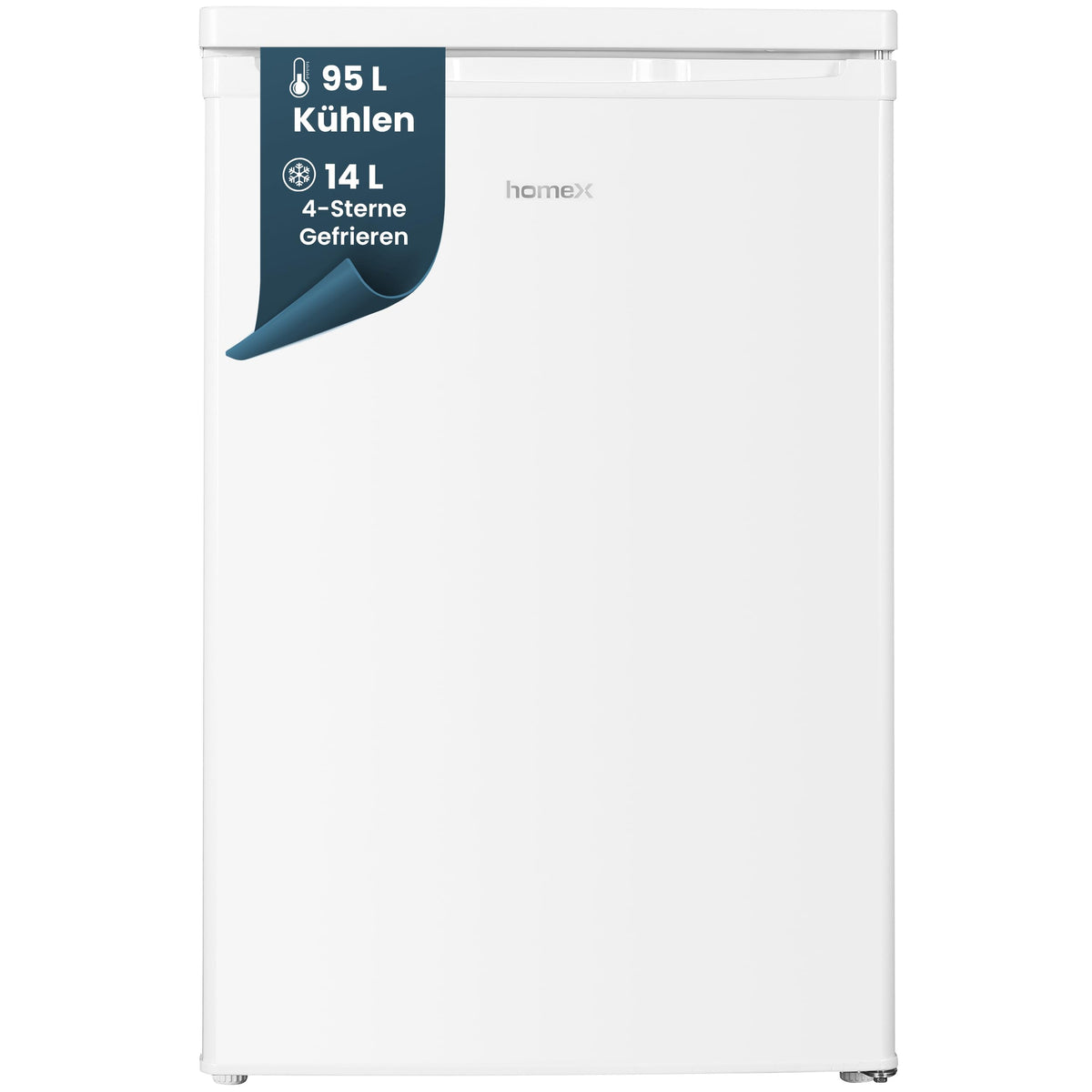 homeX Fridge without Freezer, Full-Room Fridge Small - 88 L Net Capacity, Freestanding and Compact, Table Fridge Quiet 39 dB, Fridge with LED Interior Lighting and Temperature Control, Silver