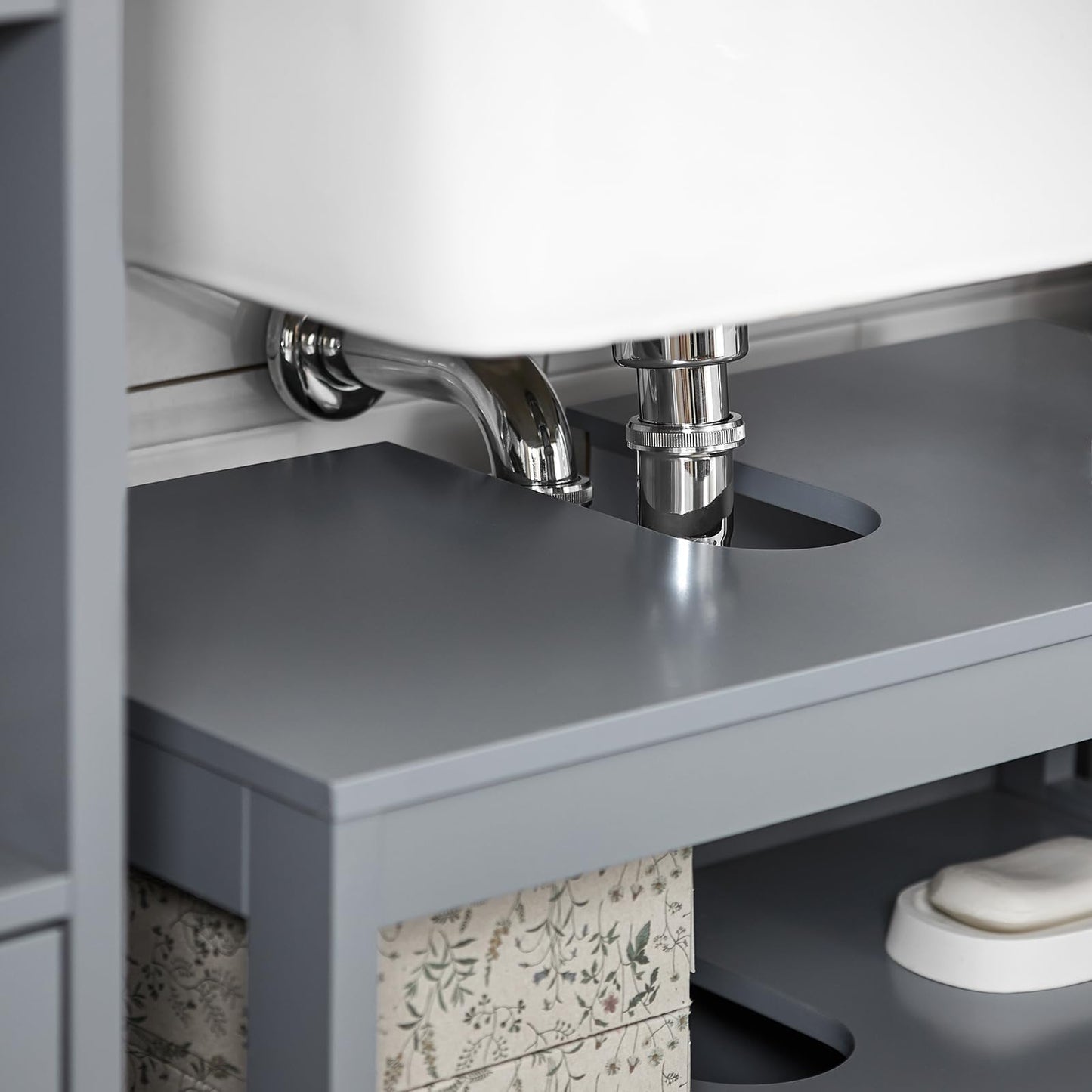 SoBuy FRG128-W Vanity Unit Bathroom Cabinet with Foot Pads, Vanity Unit for Bathroom, Bathroom Furniture, White, 60 x 61 x 30 cm