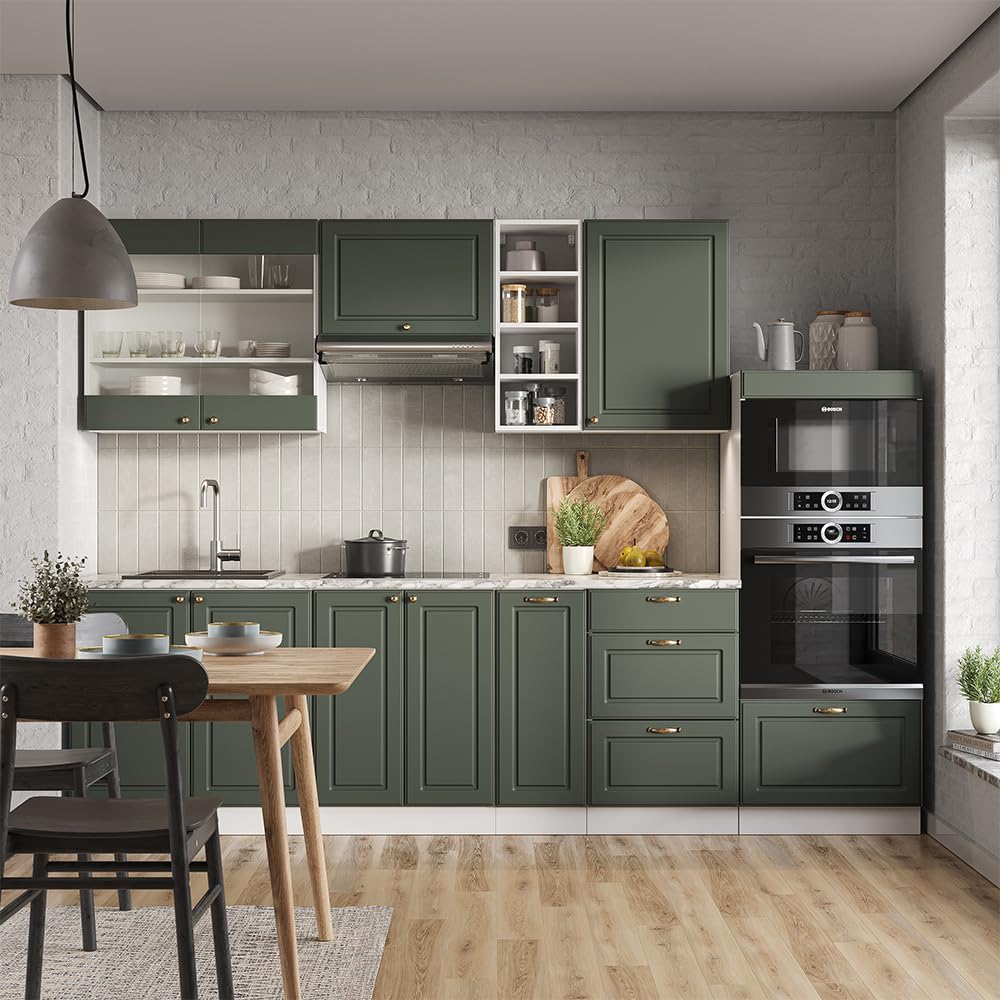 Vicco Fame-Line Kitchen Unit 280 cm without Worktop 280 cm High-Gloss Anthracite / White