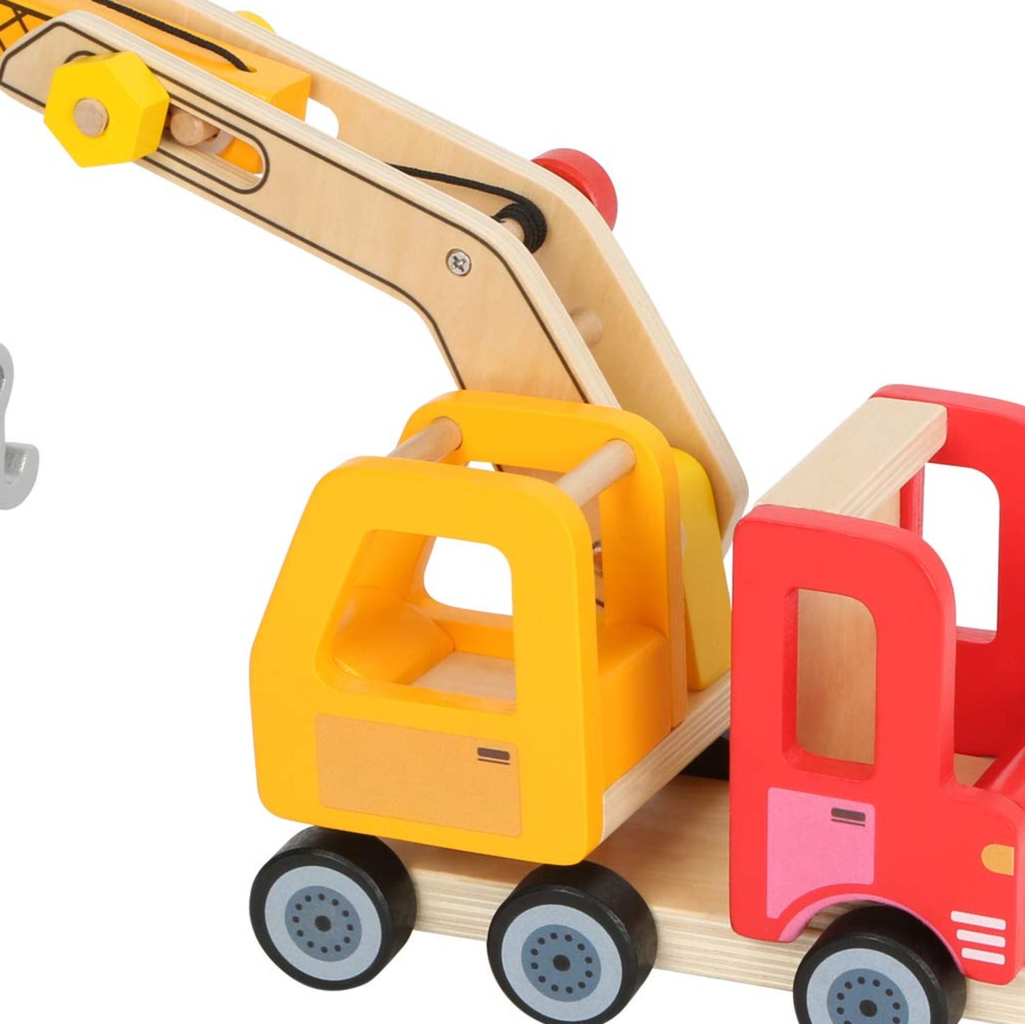 Small Foot 12007 Wooden Crane FSC 100% Certified with Construction Site Accessories 13 Pieces 360 Degree Rotation for Small Builders Toys Multi-Colour