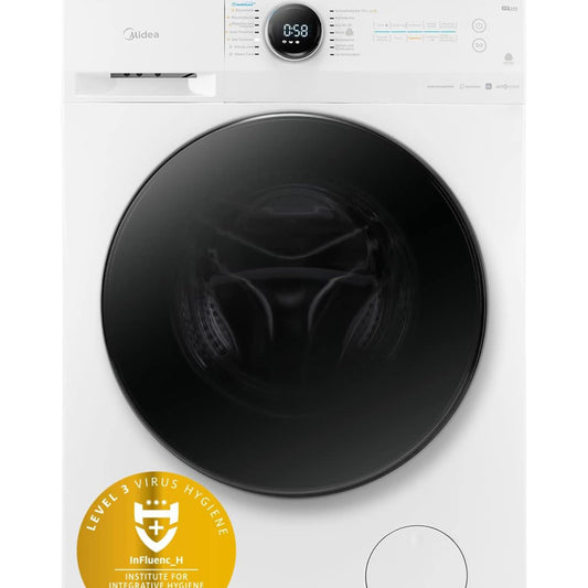 Midea MF200D86WB-14EAS Washer Dryer 8/6 kg Wash/Dry, Inverter Mortor, Refresh, 60 Min. Washing and Drying, Steam Care, Turbo Wash, 48 cm Deep, App Control, AquaStop