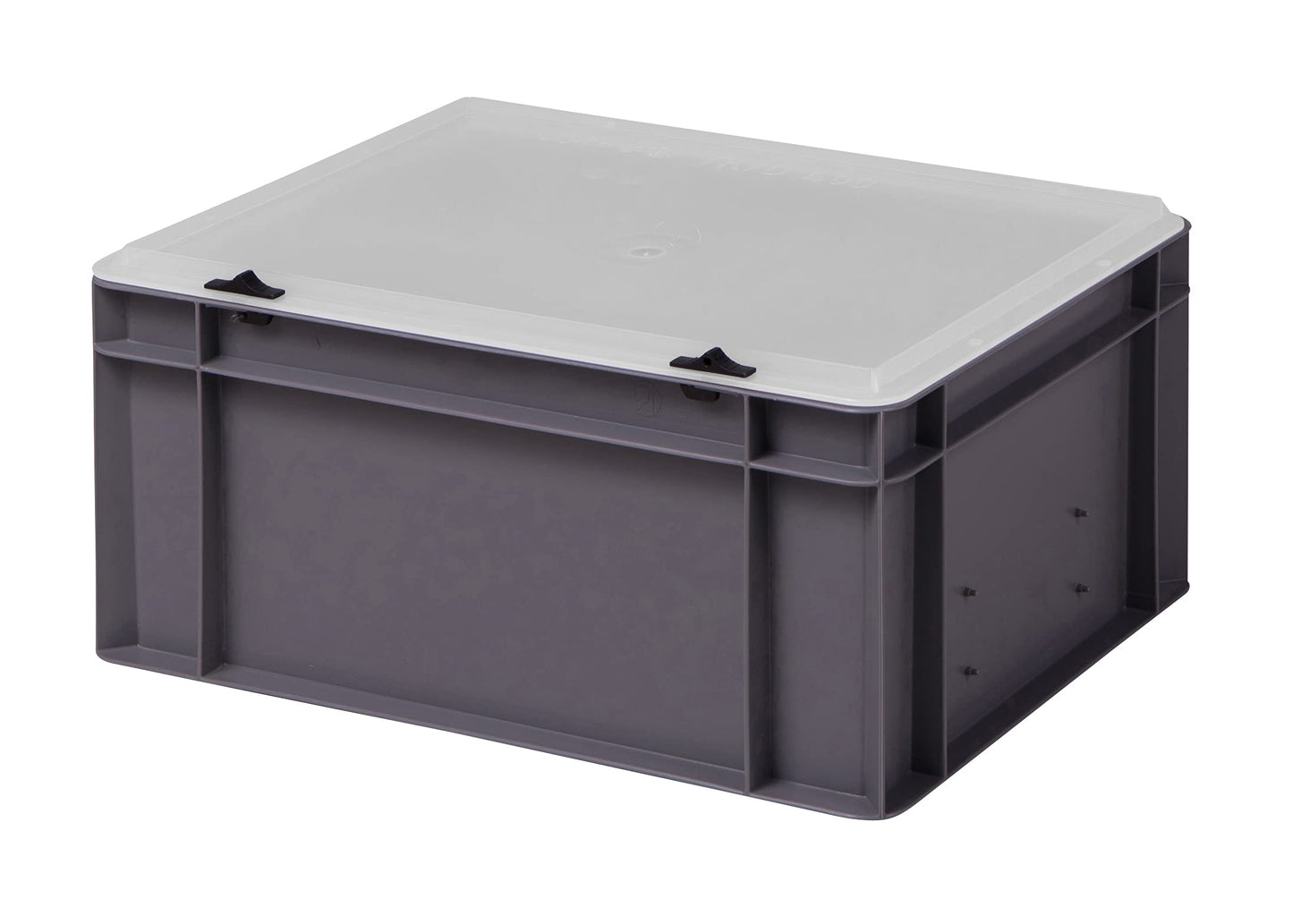 Design Eurobox Stacking Box Storage Container Plastic Box in 5 Colours and 16 Sizes with Transparent Lid (Matte) (Grey, 60 x 40 x 33 cm)
