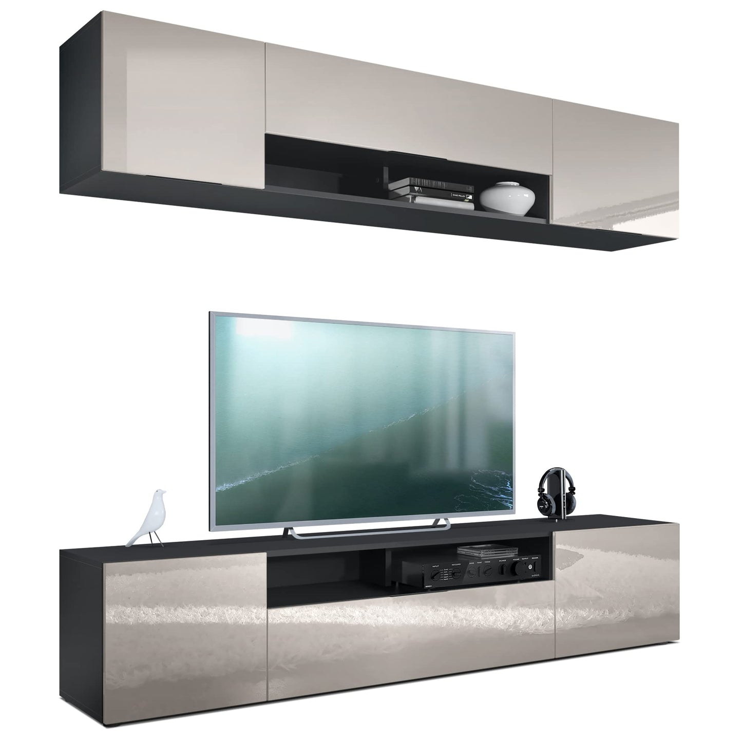 Vladon Mogan Wall Unit Black