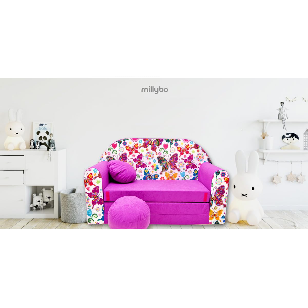 Children's Sofa with Sleep Function Foldable 3-in-1 Children's Sofa Play Sofa with Bed Function Girls Boys Bean Bag Mini Sofa Bed Children's Room Sleeping Chair (A39)