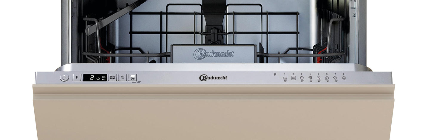 Bauknecht BK4UB14BN7A0X Undermount Dishwasher, 60 cm, ActiveDry Automatic Door Opening System, Delay Start, MultiZone, Separate Top or Bottom Basket Sink, Cutlery Drawer, Flexible Loading