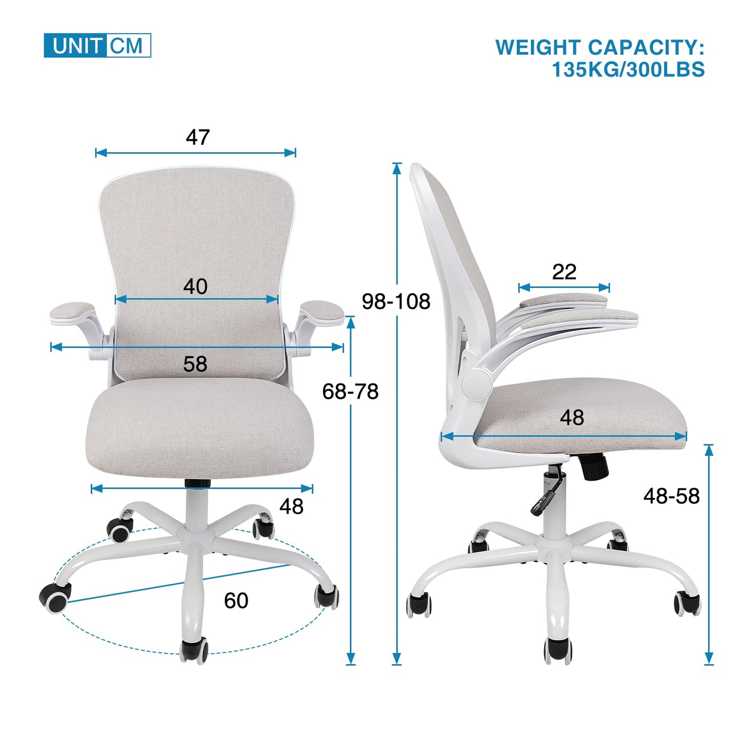 Fullwatt Ergonomic Office Chair, Desk Chair, Individually Adjustable with 4D Armrests, 2D Adjustable Headrest, Lumbar Support, Height Adjustable, 90°-135° Swings (Black)