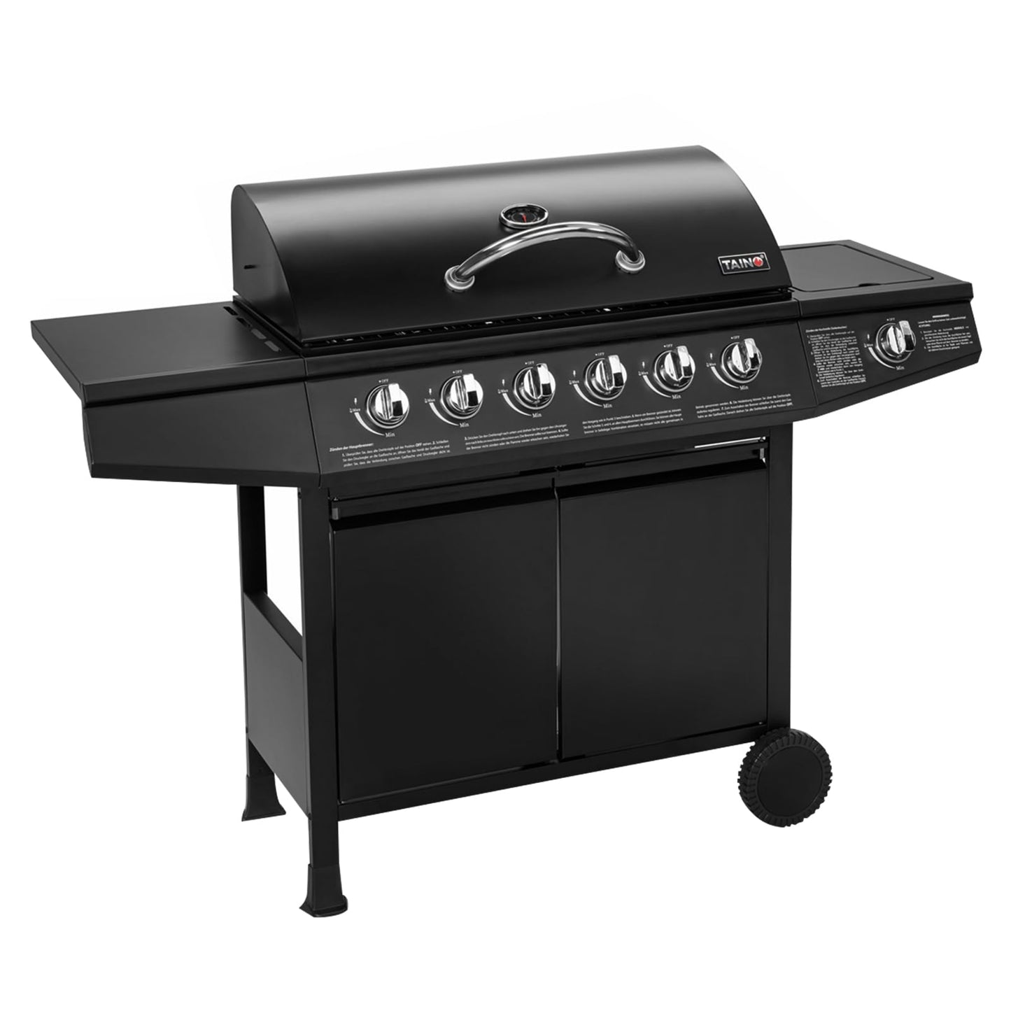 TAINO Basic BBQ Gas Grill Trolley Stainless Steel Burner + Side Burner Grill (Gas Grill Basic 4+1 Set)