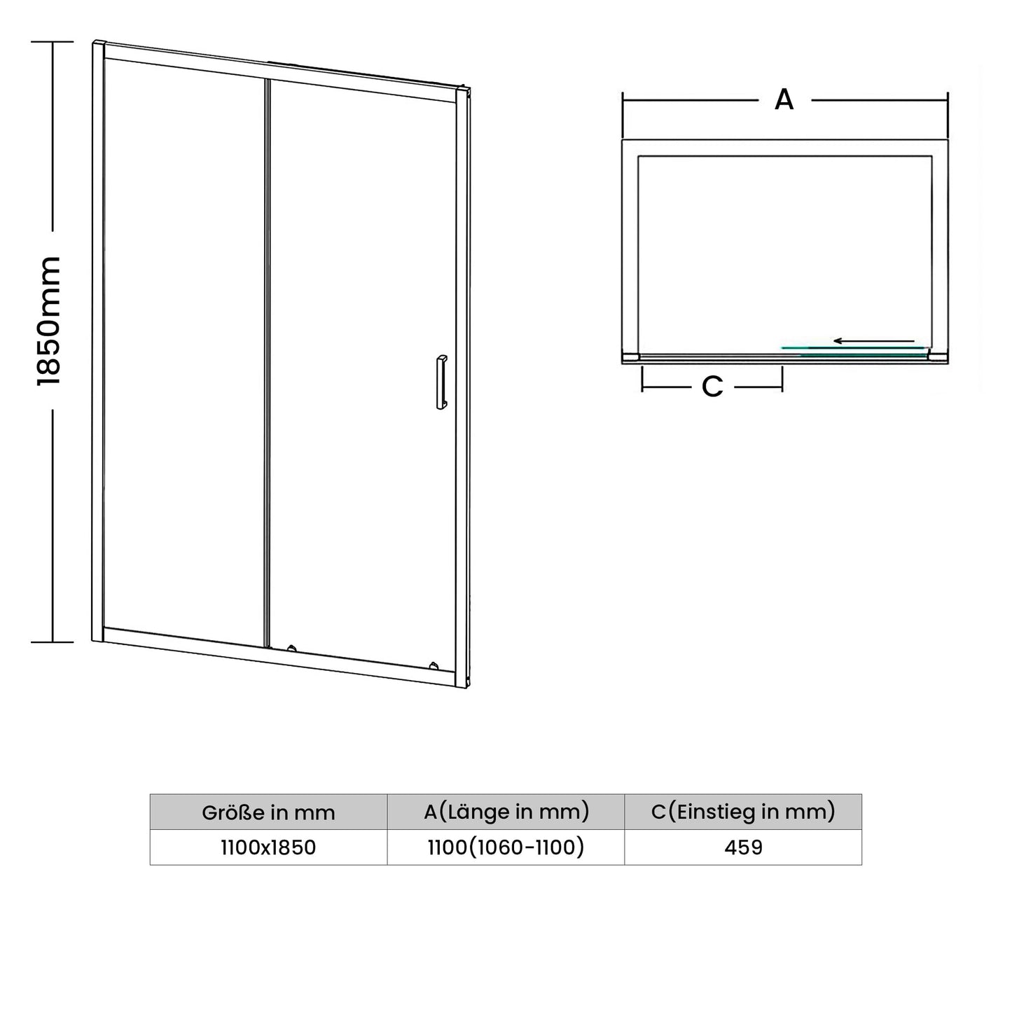 SONNI Sliding Shower Door 120 cm Shower Enclosure Glass Sliding Door Height 185 cm Clear Glass Shower Screen Shower Cubicle