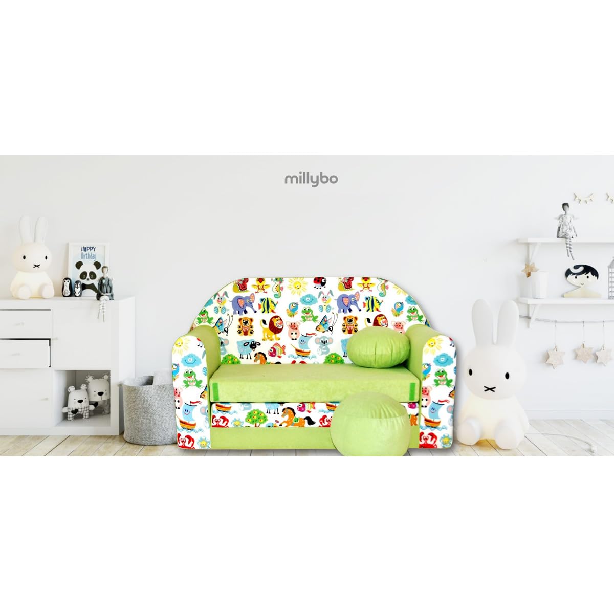 Children's Sofa with Sleep Function Foldable 3-in-1 Children's Sofa Play Sofa with Bed Function Girls Boys Bean Bag Mini Sofa Bed Children's Room Sleeping Chair (A39)