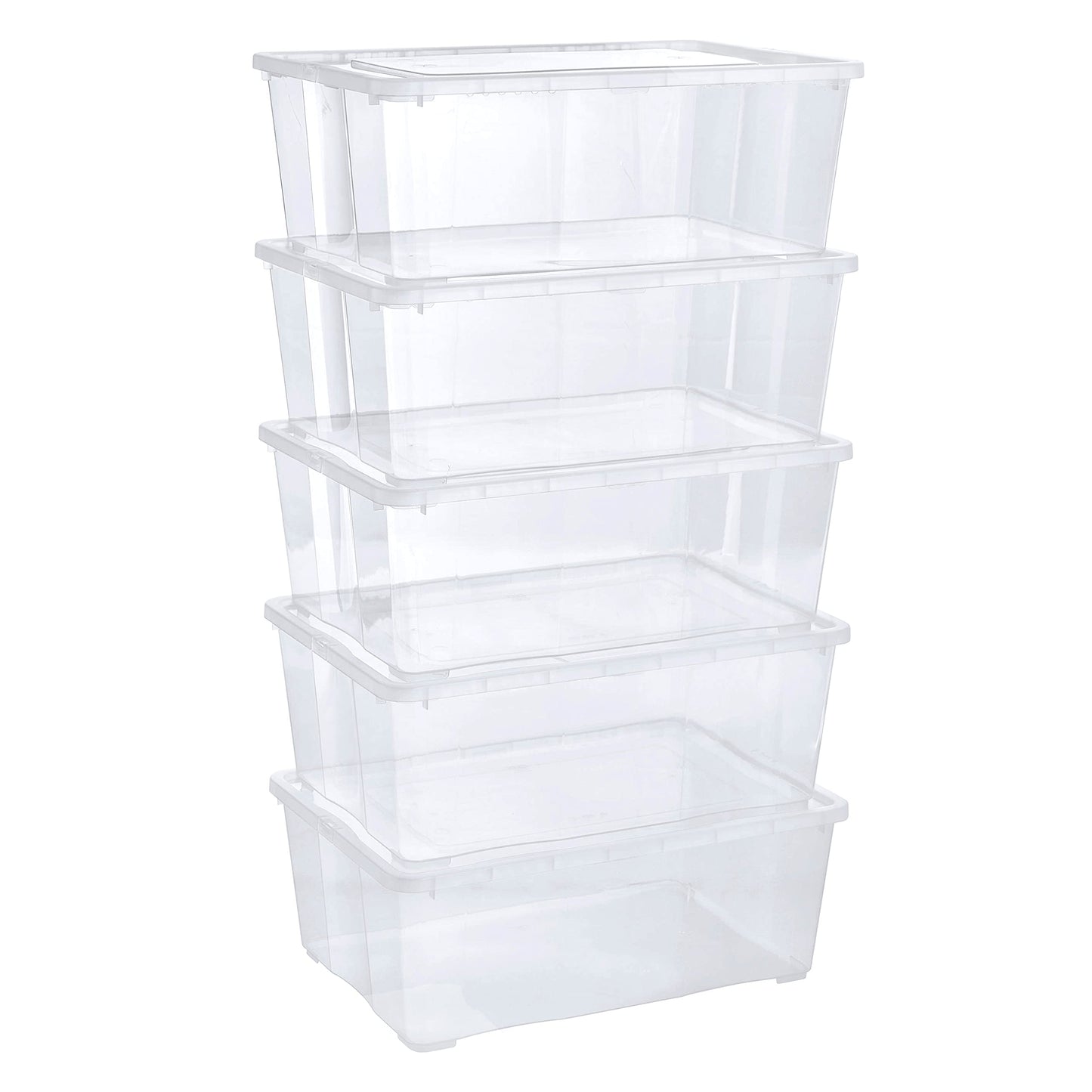 Grizzly Storage Boxes with Lid Transparent – Transparent Boxes, Stackable, with Ventilation, 5er Set, 10 l