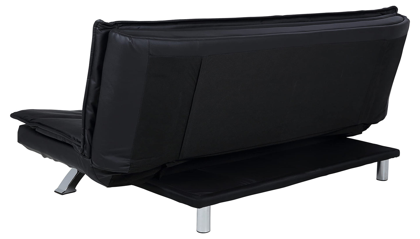 AC Design Furniture Jasper Bettcouch Dunkelgrau/Schwarz, Schlafsofa mit 3 Liegepositionen, Moderner 3-Sitzer Ohne Armlehne, Gepolstert mit Schwarzen Metallbeinen, L: 196 x H: 91 x T: 98 cm