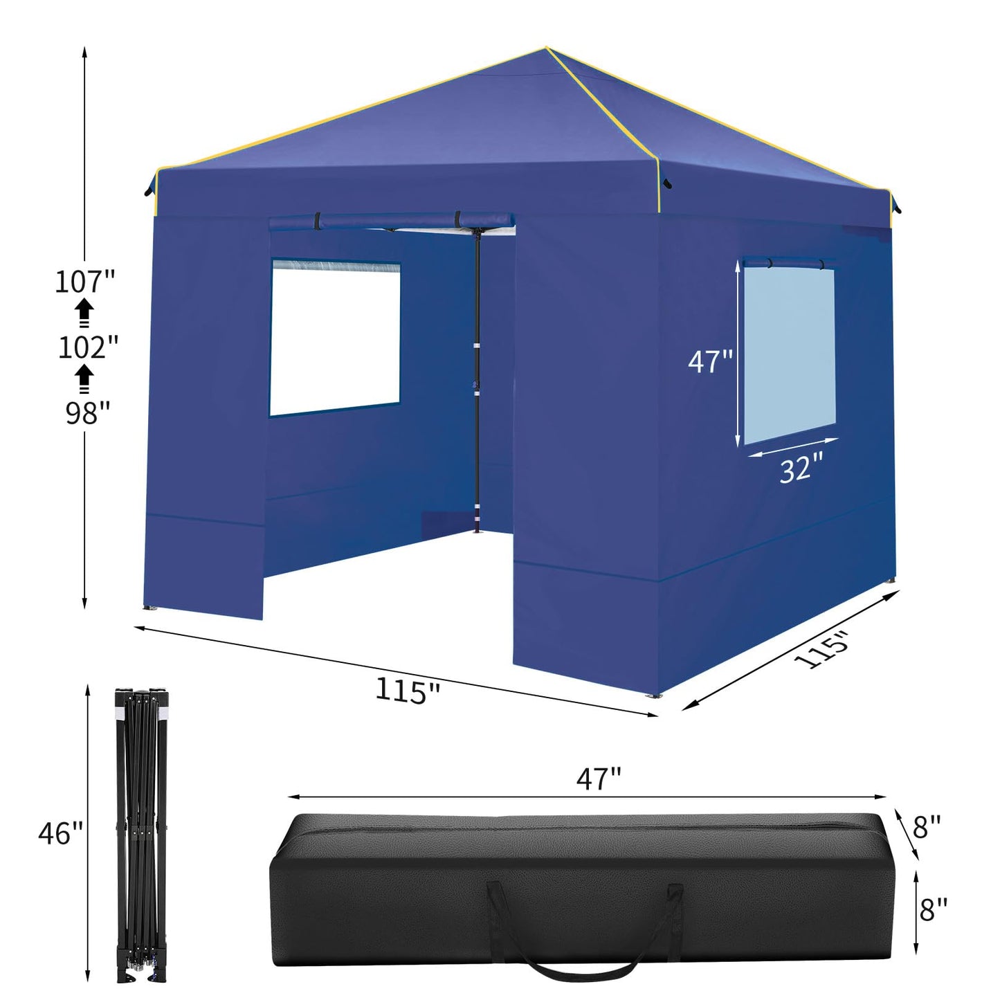 COBIZI Pavillon 3x6,Faltpavillon 3x6 Wasserdicht Stabil Winterfest, Sofort aufklappbare Vordächer Outdoor Gartenzelt mit 6 Seitenteilen, für Party Garten Festival, Weiß