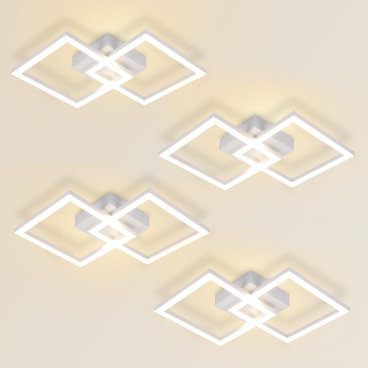 Homefire LED Ceiling Light, Kitchen, 24 W, Kitchen Lamp, Black, Living Room Lamp, Modern Design, Hallway Lamp, Warm White, Hallway, Bedroom Lamp, Square, for Living Room, Bedroom