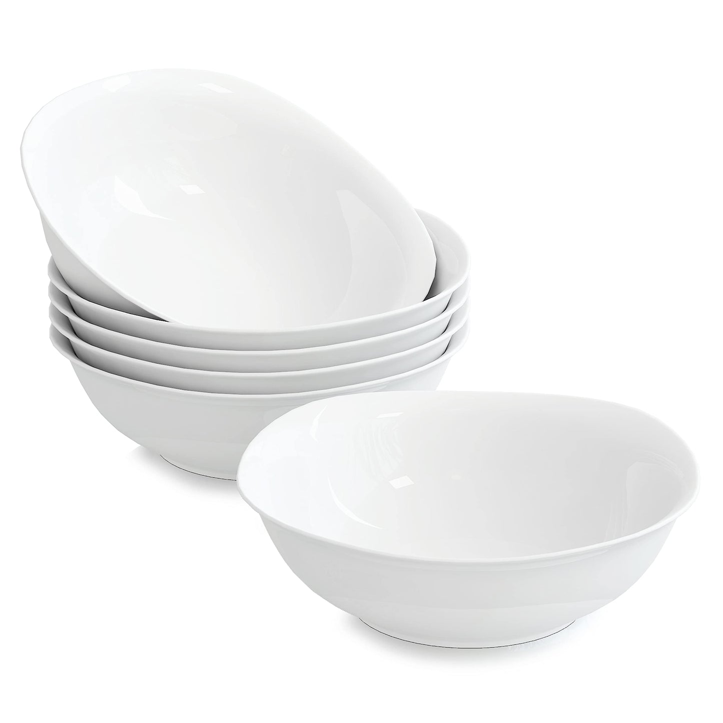 MALACASA Elisa Series Crockery Set for 12 People, 48-Piece Plate Set, Dinner Service Set with 12 Soup Plates, 12 Cake Plates, 12 Dinner Plates and 12 Cereal Bowls, Porcelain Crockery Set in Light Grey
