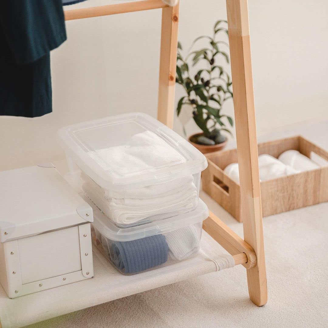 Iris Ohyama, Set of 14 5 Litre Clear Stackable Storage Boxes Living Room Bedroom - Modular Clear Box MCB-5 - Transparent