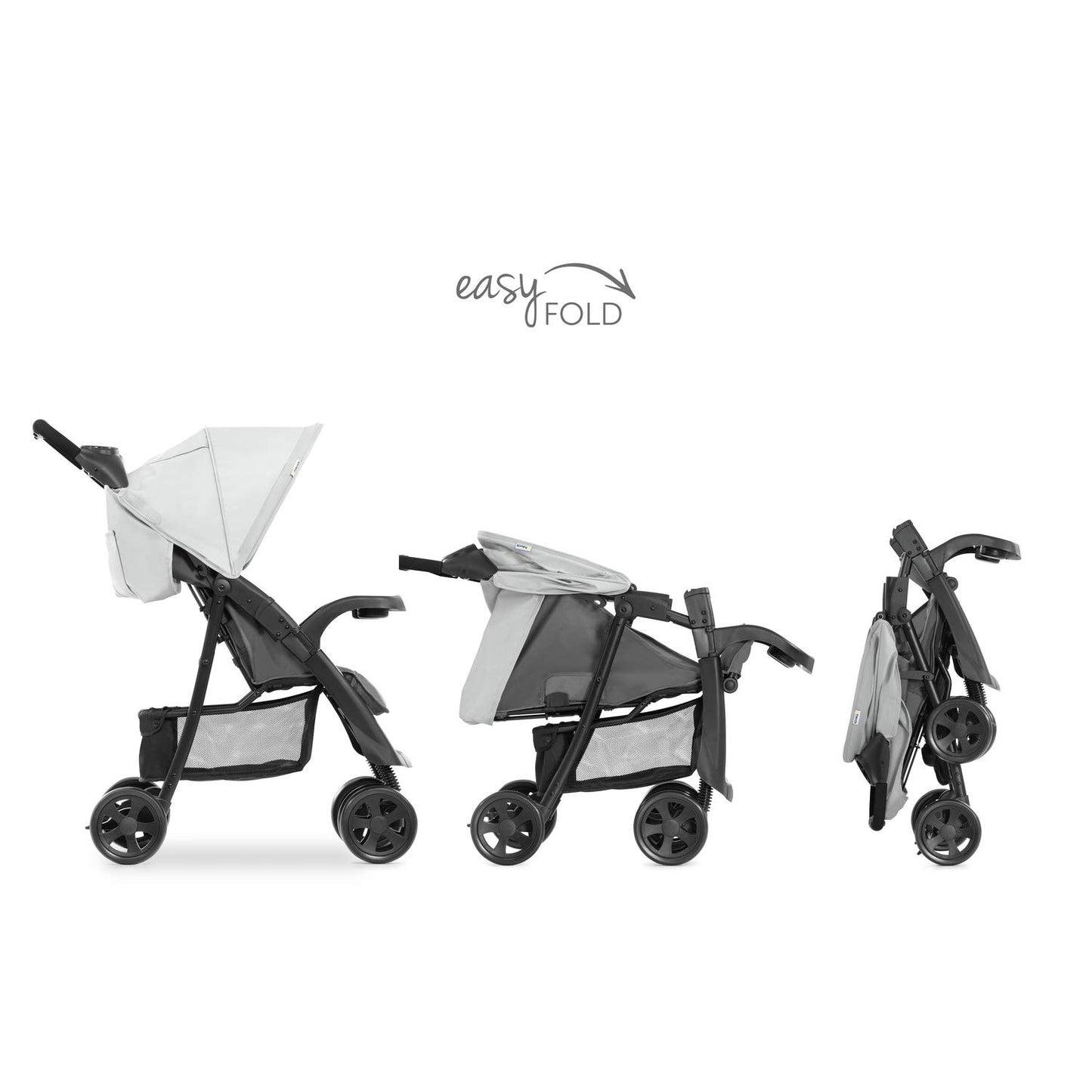 Hauck Buggy Shopper Neo II / with reclining function, small foldable / for children from birth up to 15 kg, Caviar Silver (Silver)