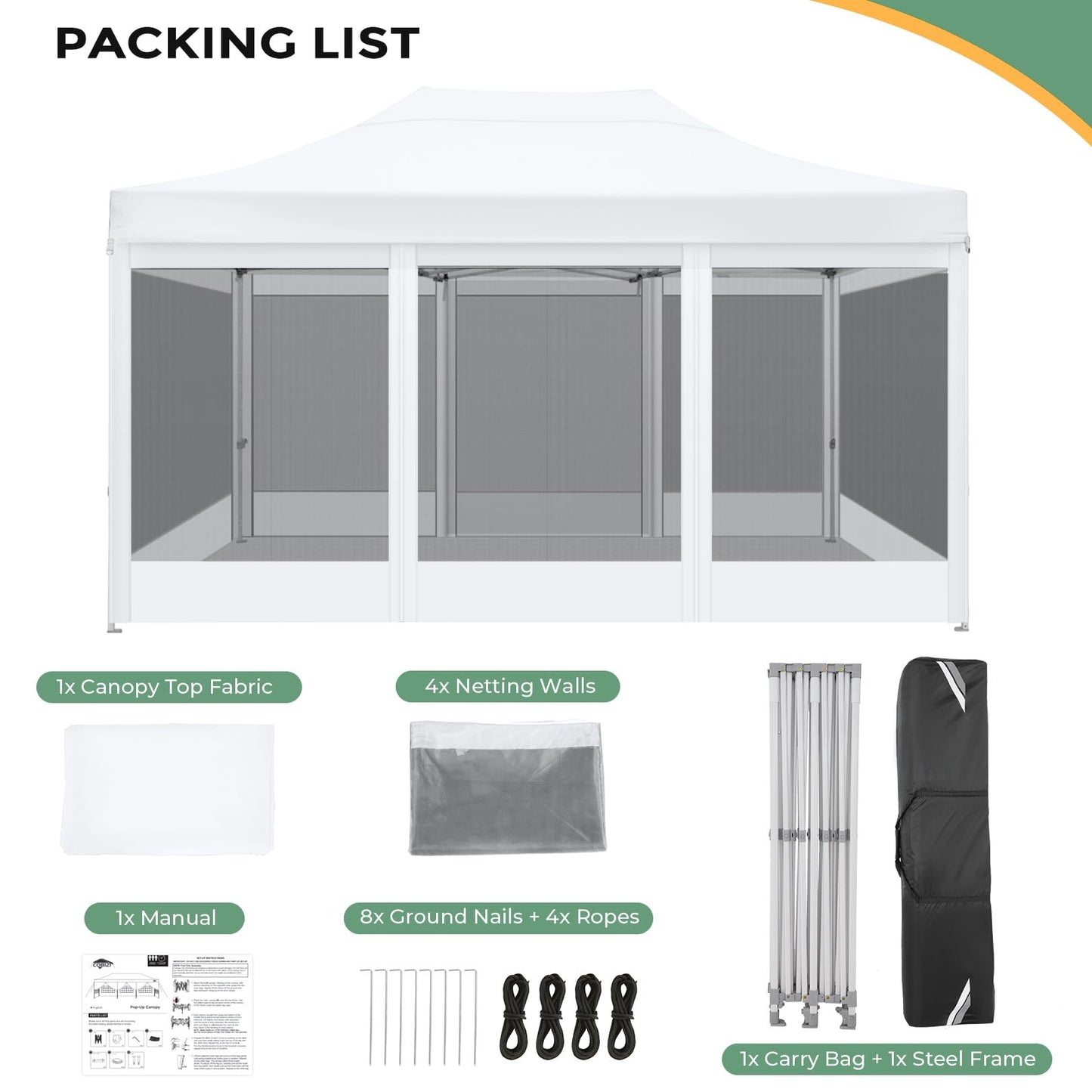 COBIZI Folding Gazebo 3 x 3 m Gazebo 3 x 3 m Waterproof Stable Party Tent Foldable with 4 Side Walls Mosquito Net Pop Up Garden Gazebo Anti-UV for Garden, Grey